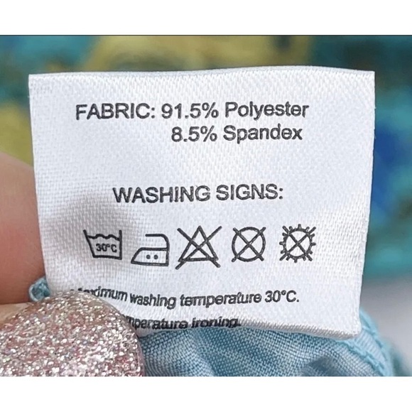 Urban Coco Sz L Floral Scarf Print Tassel Shift Tunic Dress Teal Turquoise - Picture 6 of 6